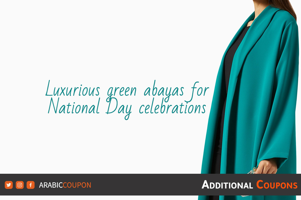 Luxurious green abayas for National Day celebrations