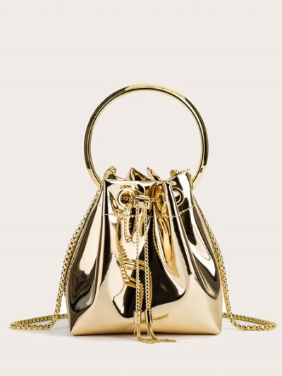 60% off on Luxury gold bucket shoulder bag from Aliexpress
