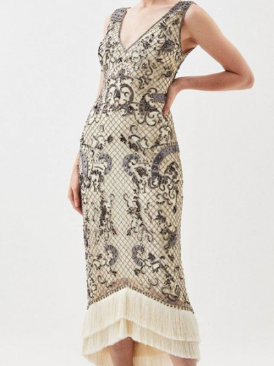 Karen Millen midi dress is modern and luxurious - 75% off - VogaCloset coupon