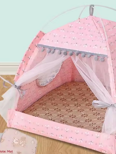 Aliexpress promo code and offers to save more than 67% on a pink cat bed in the shape of a tent