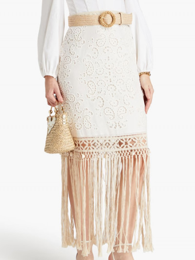 Zimmermann embroidered cotton maxi skirt with belt from The Outnet _ 49% OFF