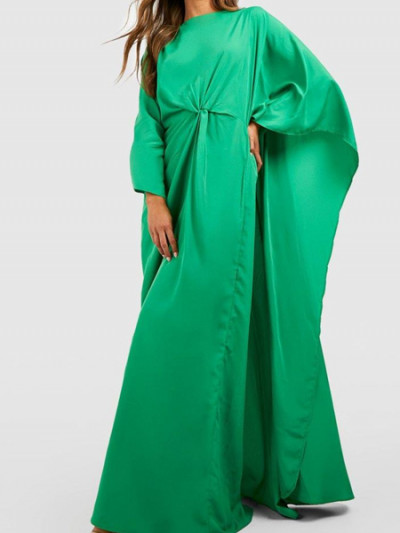 فستان بوهو اخضر ماكسي بتصميم ملتف